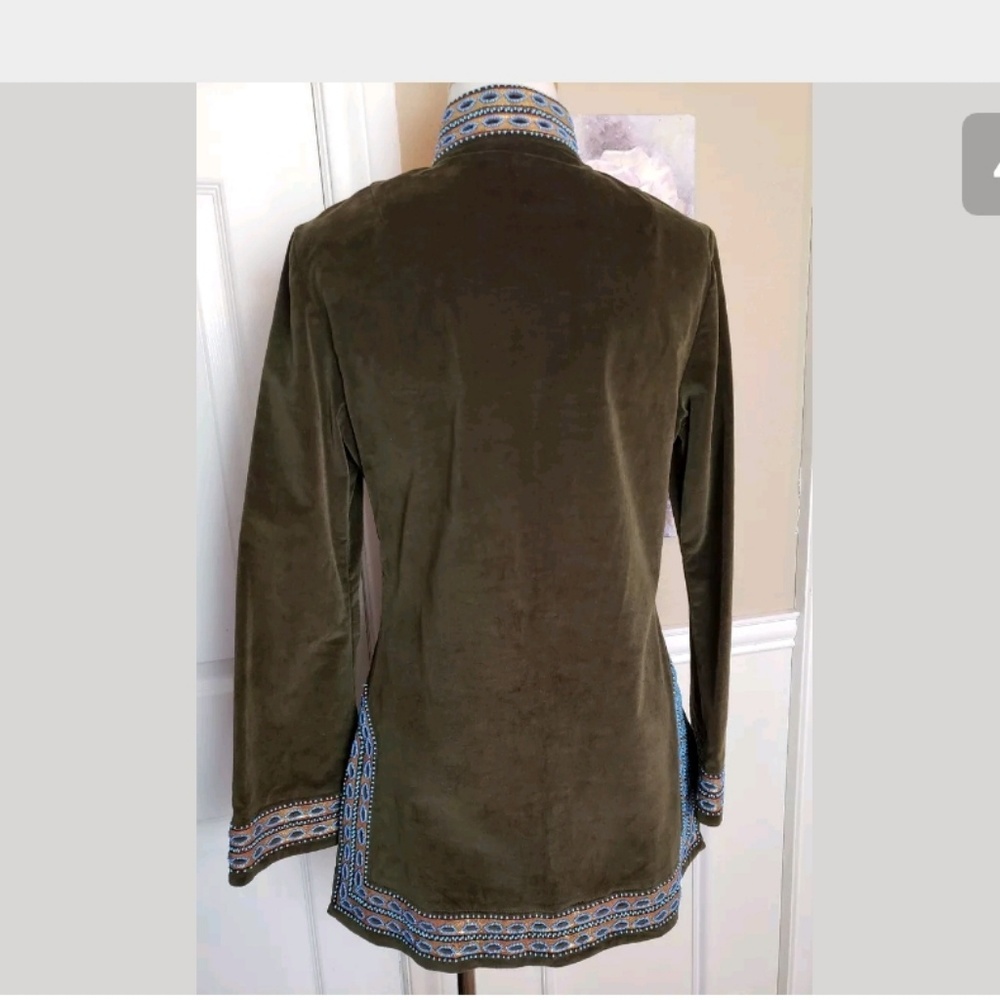 Tory Burch Green Velvet Tunic Beaded size Small - Picture 4 of 8